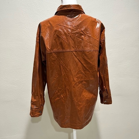Cotton On Brown Vegan Leather Shirt - Picture 3 of 7